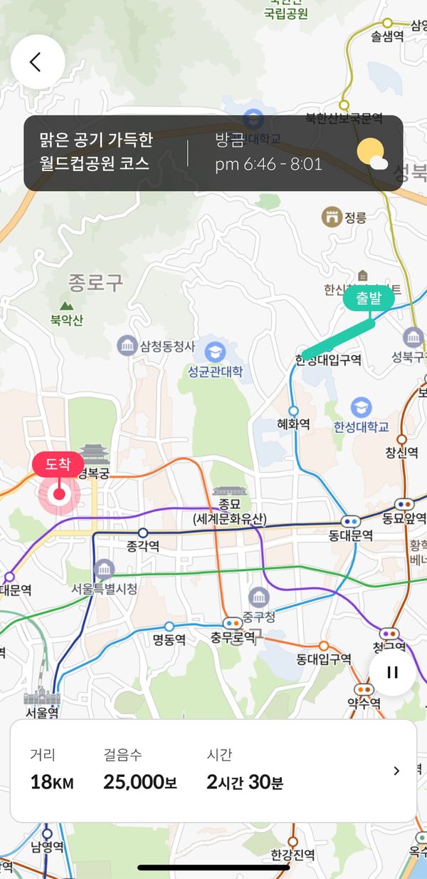 개발에 참여한 Rothy 앱의 코스 지도 화면